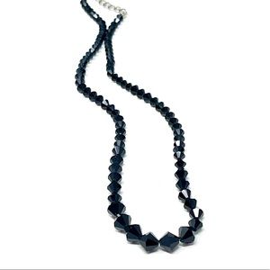 Crystal Glass Faceted Beads Shiny Necklace Black